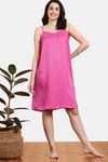 Zivame Checkered Sheen Woven Knee Length Nightdress - Pink Yarrow — thumbnail 2